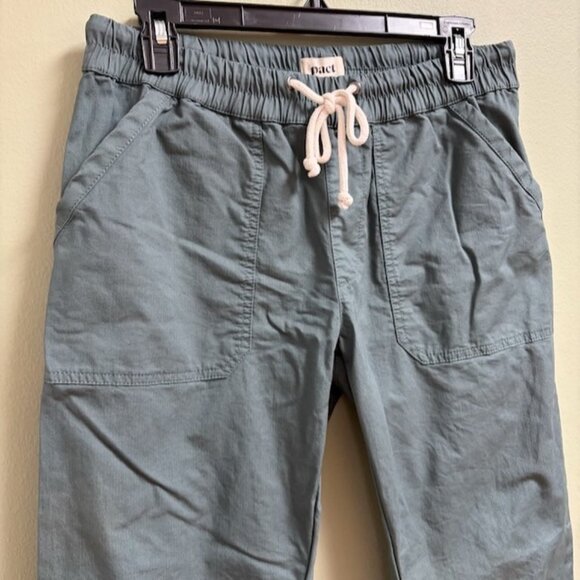 Pact Womens Organic Daily Twill Drawstring Pull On Utility Pants Size M Green - Picture 3 of 13